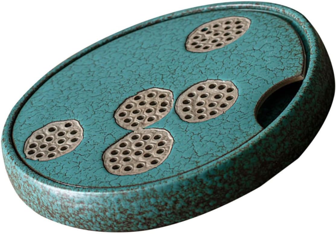 Wear-resistant Ceramic Teapot Plate Tea House Teapot Holder Unique Tray Peacock Green Tabletop Decor