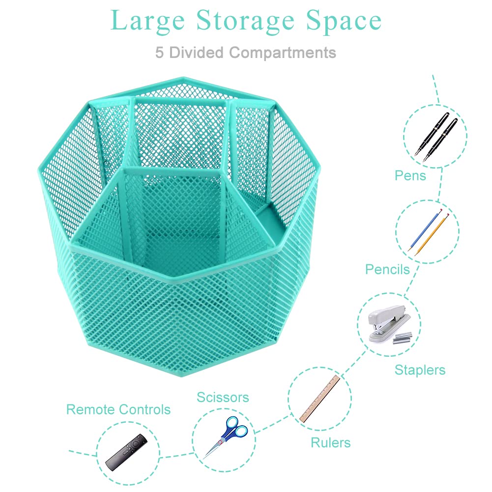 Bleistift-Organizer für Schreibtisch – 360 Grad drehbarer Stifte-Caddy Halter Organizer – Kunst-Caddy Supply drehbarer Stifthalter für Zuhause, Büro, Klassenzimmer & Kunststudio mit 10 Clips (grün)