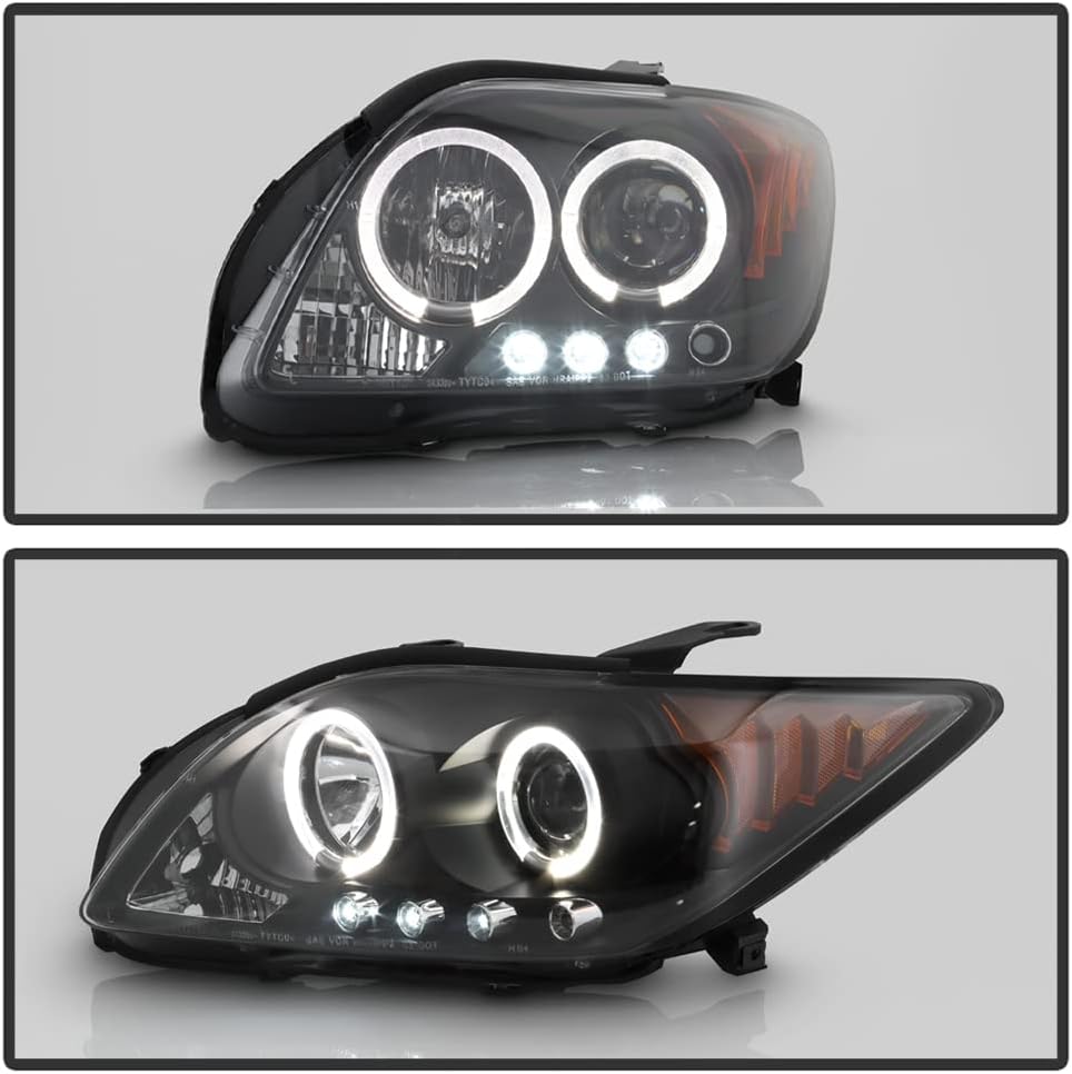 AKKON - For Scion tC Sport Coupe Black Bezel Dual Projector LED Headlights Replacement Left/Passenger Lamps