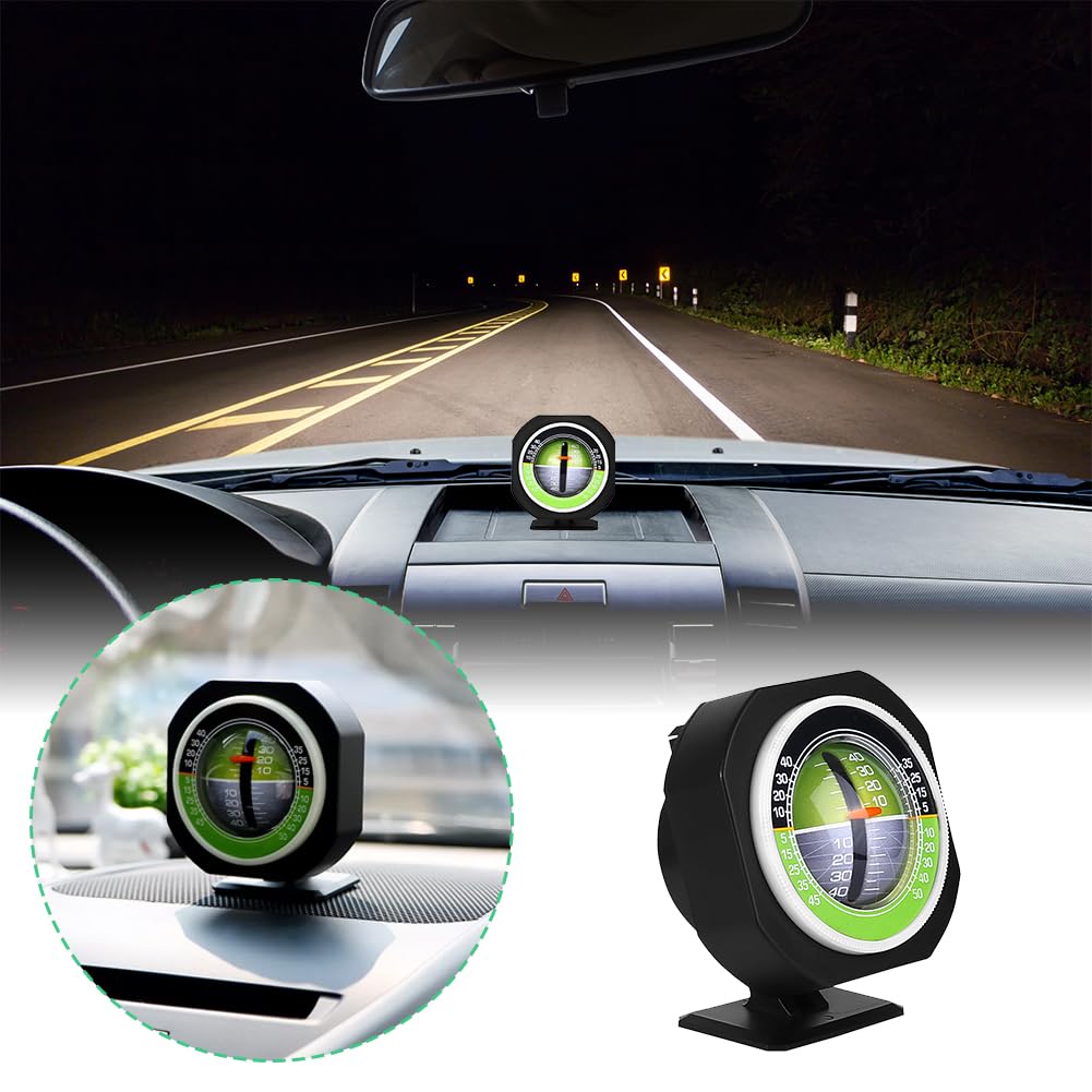 Tiiyee Inclinomètre de Voiture, indicateur de Pente à LED Lumineux extérieur jauge d'angle d'inclinomètre numérique Outil de Mesure de Boussole Automatique de Haute précision pour véhicul