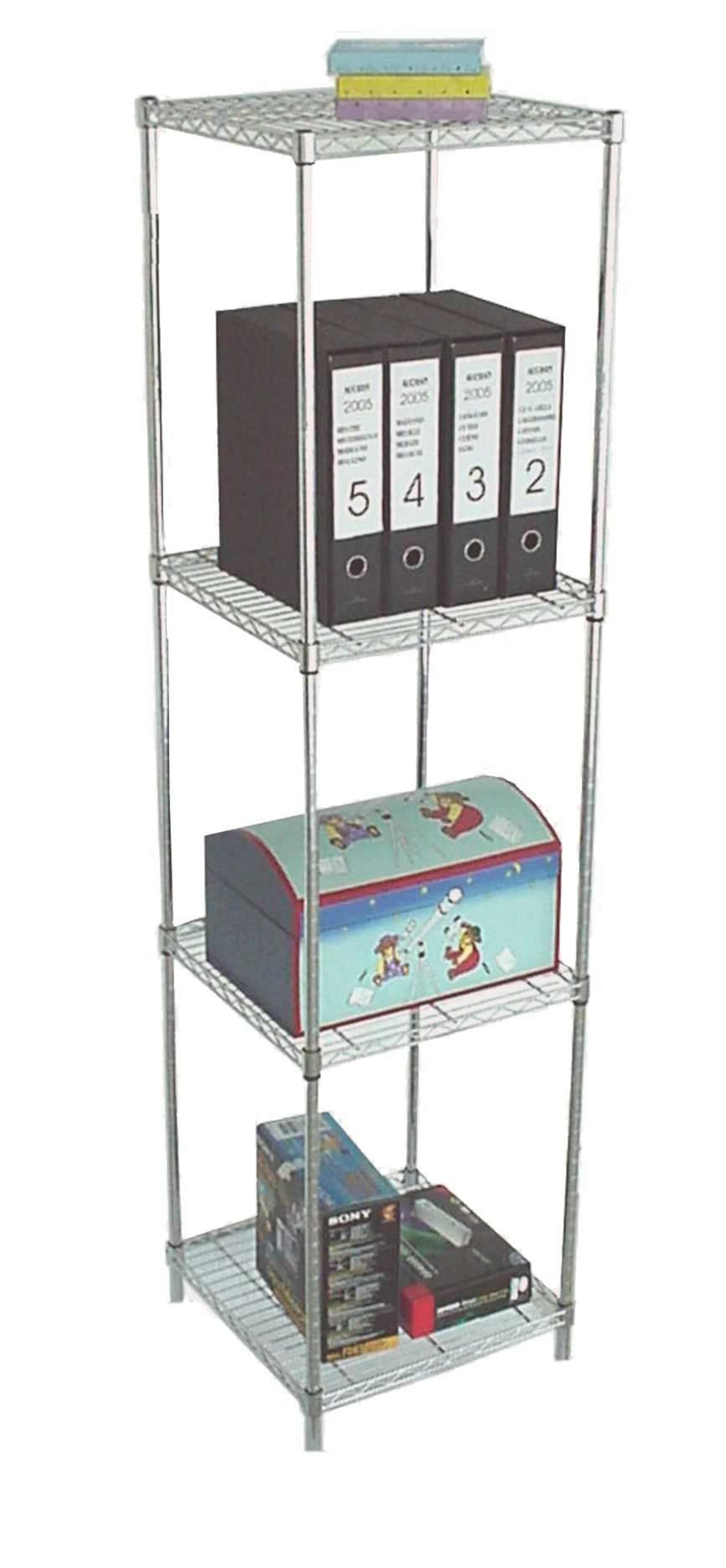 Generico Scaffale in metallo cromato 180cm, con 4 ripiani