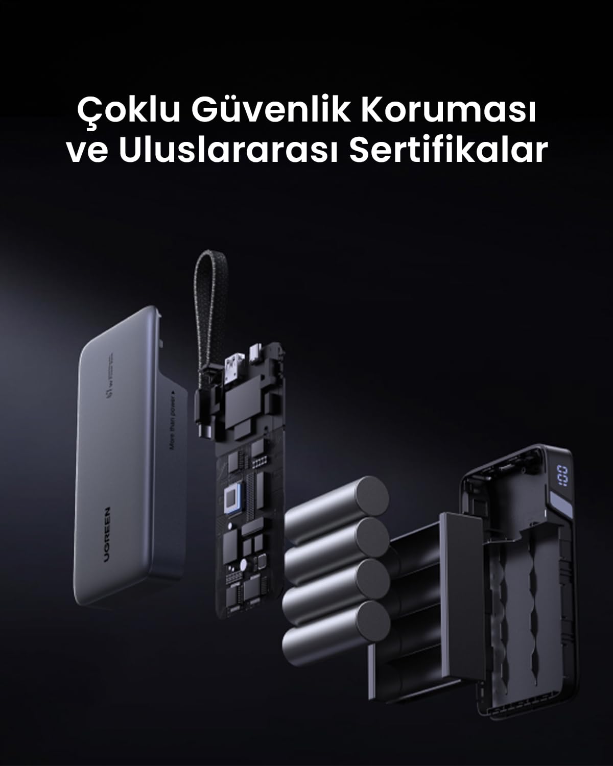UGREEN Nexode 55996B - Power Bank con cavo integrato, 20.000 mAh, 67 W, USB-C