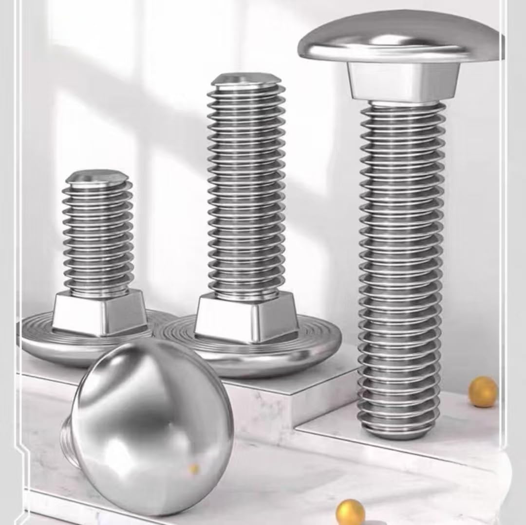 Vite a testa tonda piatta con inserto quadrato, filettatura completa, M4 x 25 mm, in acciaio inox V2A VA A2, DIN 603/ISO 8677, 10 pezzi