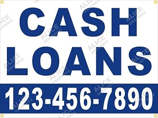 36" X 48" Custom Printed Cash Loans Banner Sign with Your Phone Number (Design #3), Existing Text Change Available (Optional)