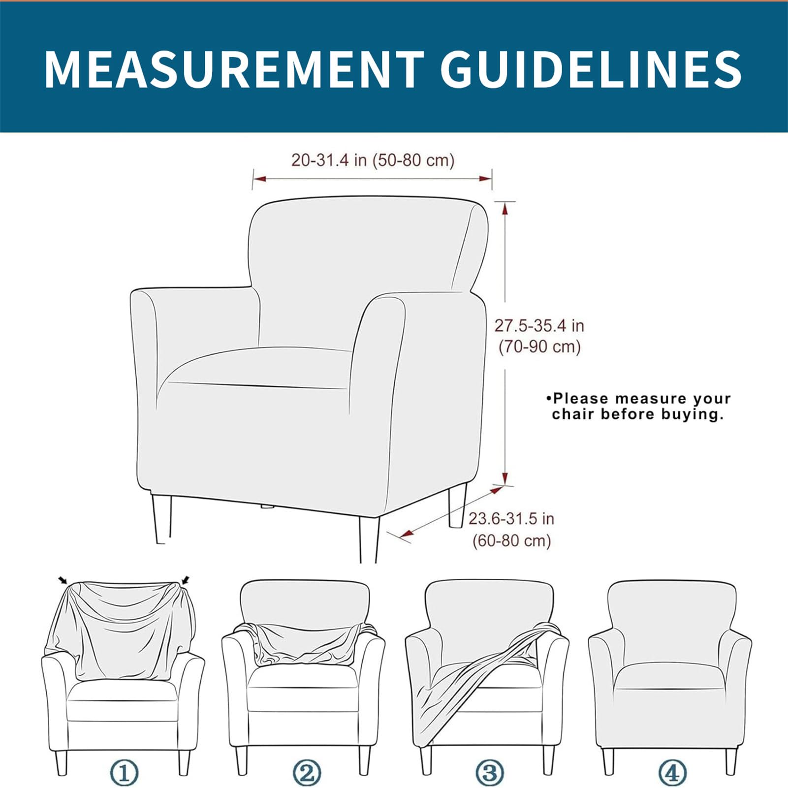 Fundas para Sillón de Banquete Elásticas de Licra para Silla de Bañera Extraíbles 1 Pieza Antideslizantes para Sofá Protector de Muebles para Sala de Estar Y Hogar (Azul Cielo 2 Piezas)