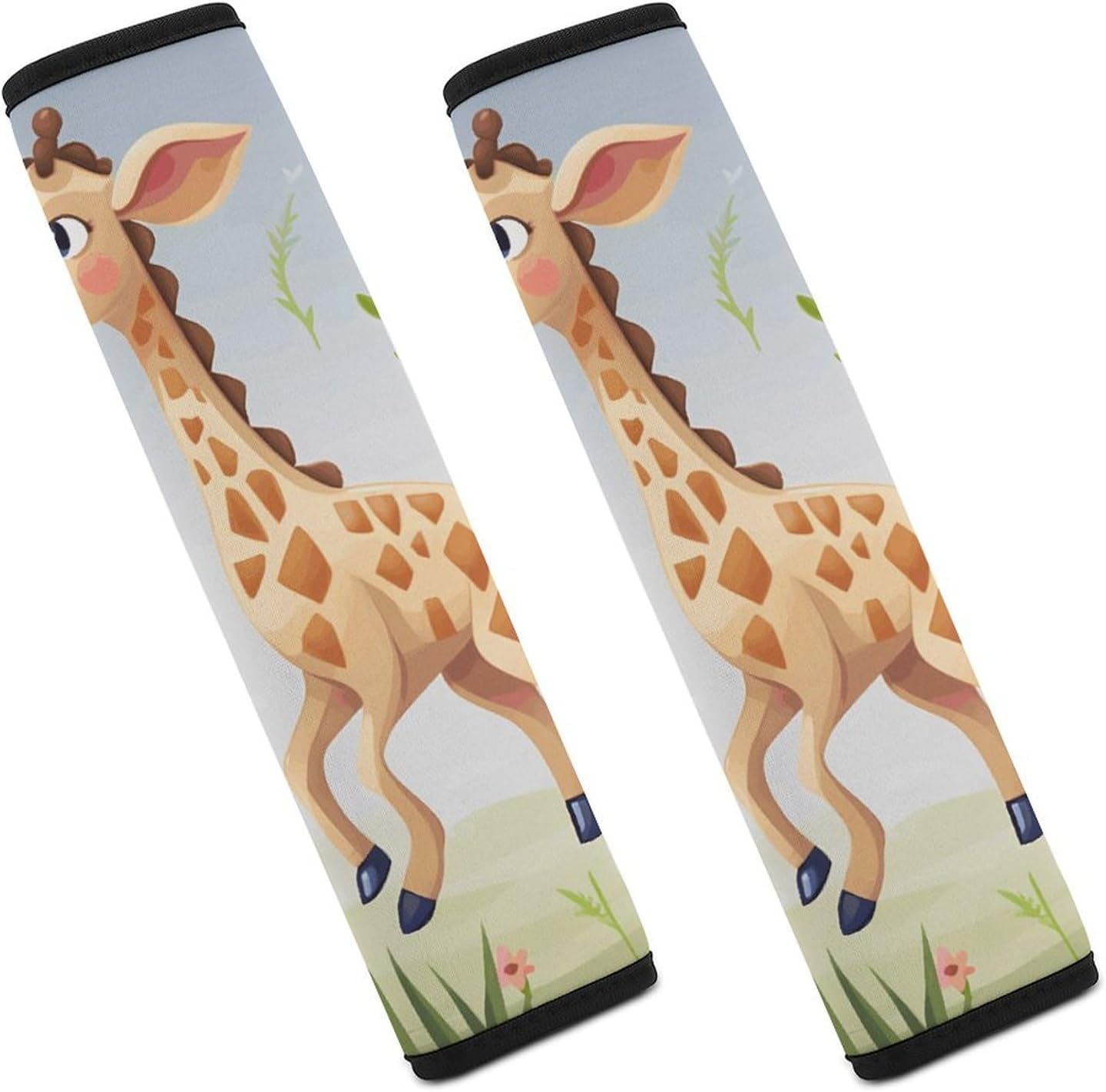 2 PCS Super Soft Car Seat Belt Pad, Cute Cute Giraffe Printed Waterproof Sweat-Absorbing Seat Belt Covers Backpack Shoulder Pad for All Car Seats Baby Strollers