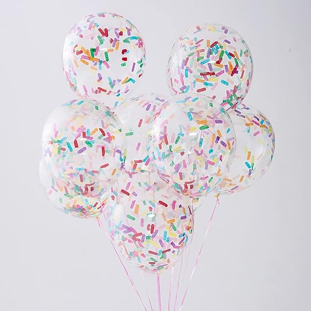 12 Confetti Party Balloons Rainbow Confetti Balloons 12 Inches Multicolor Latex Balloon with Bright Colorful Confetti Pre-Filled for Wedding Engagement Party Decoration