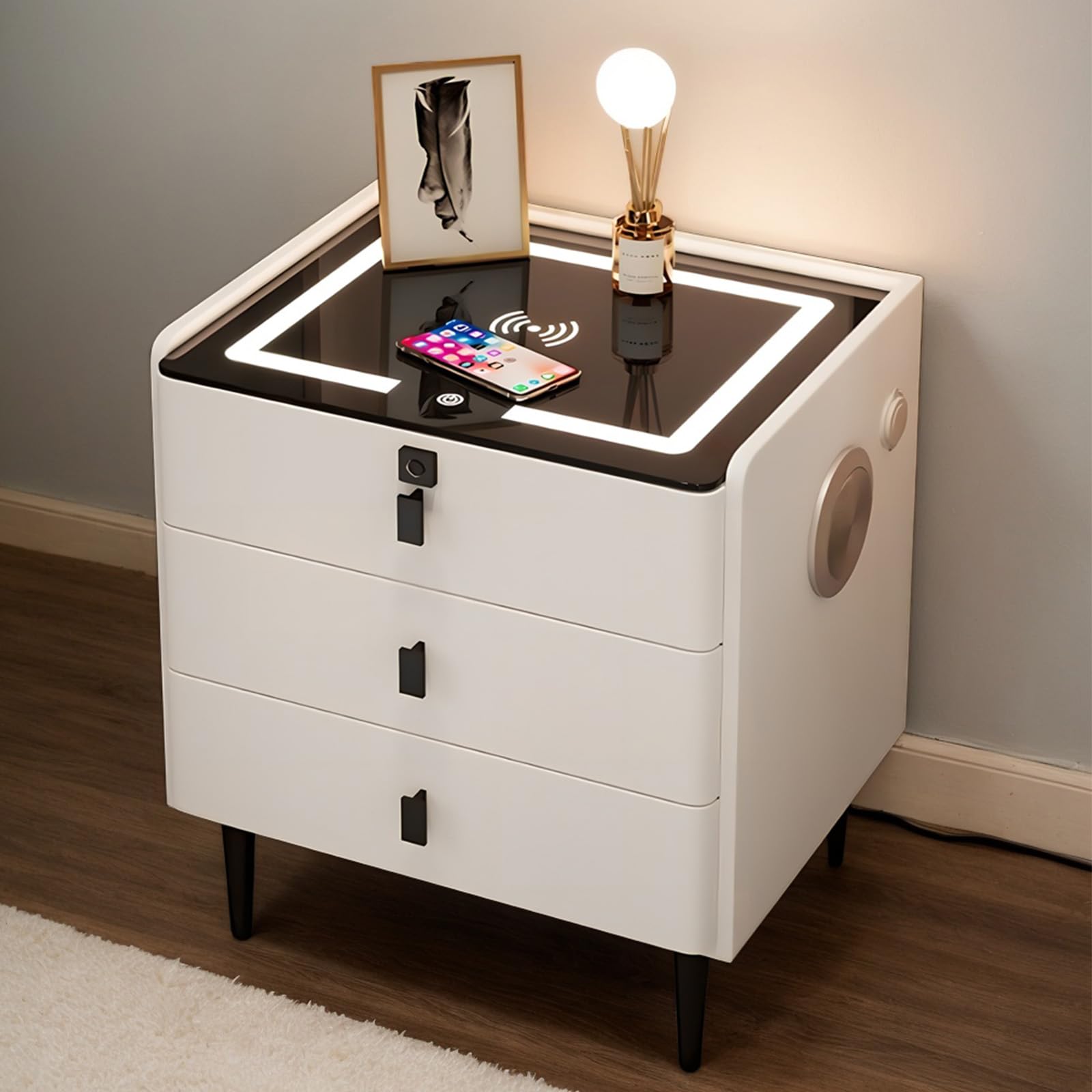 Table de chevet intelligente pour une chambre moderne et connect&eacute;e au quotidien