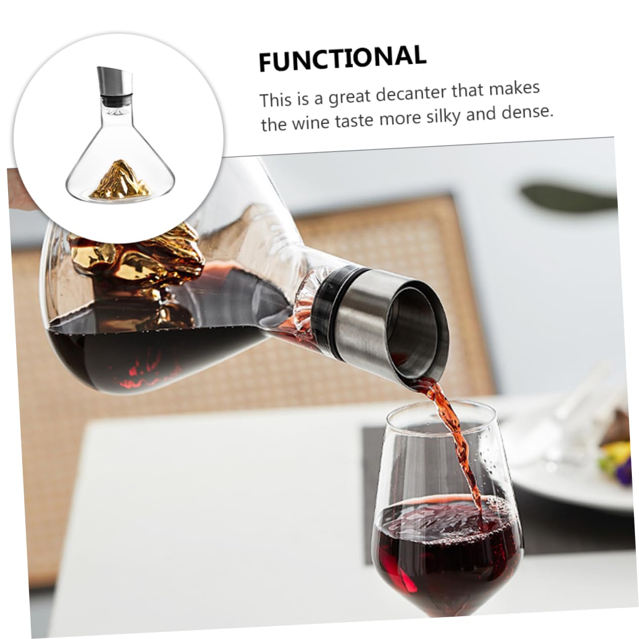 Generico 1 Pz Decanter Di Vino Rosso Caraffa Decanter Del Vino Semplice Decanter Piccolo Decanter D'oro Cristallo