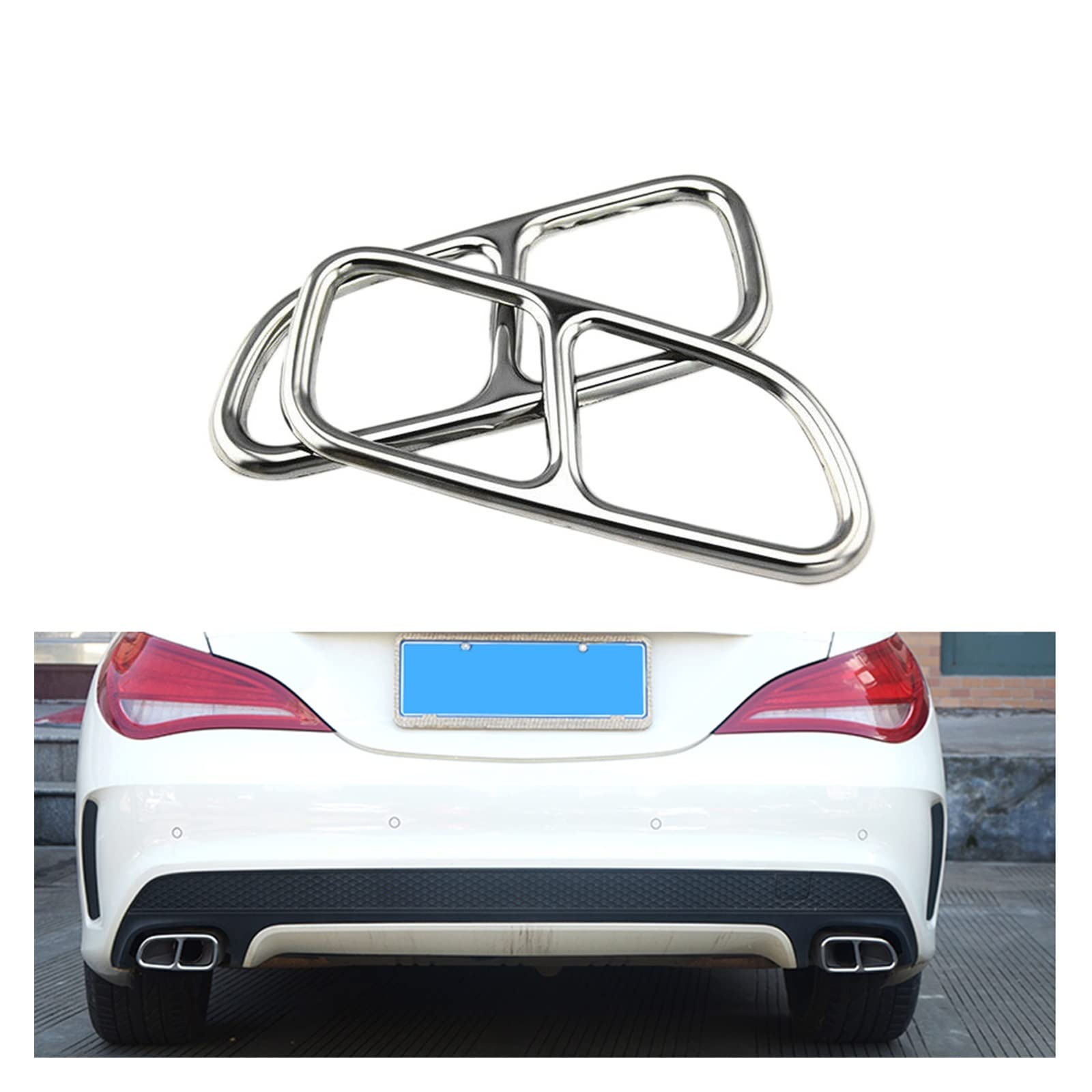 Silenciador Escape 2X Cubierta Punta Silenciador Tubo Escape Cola Coche Acero Inoxidable para Mercedes para Benz CLA W117 2013-2016 Escape Sonido Turbo