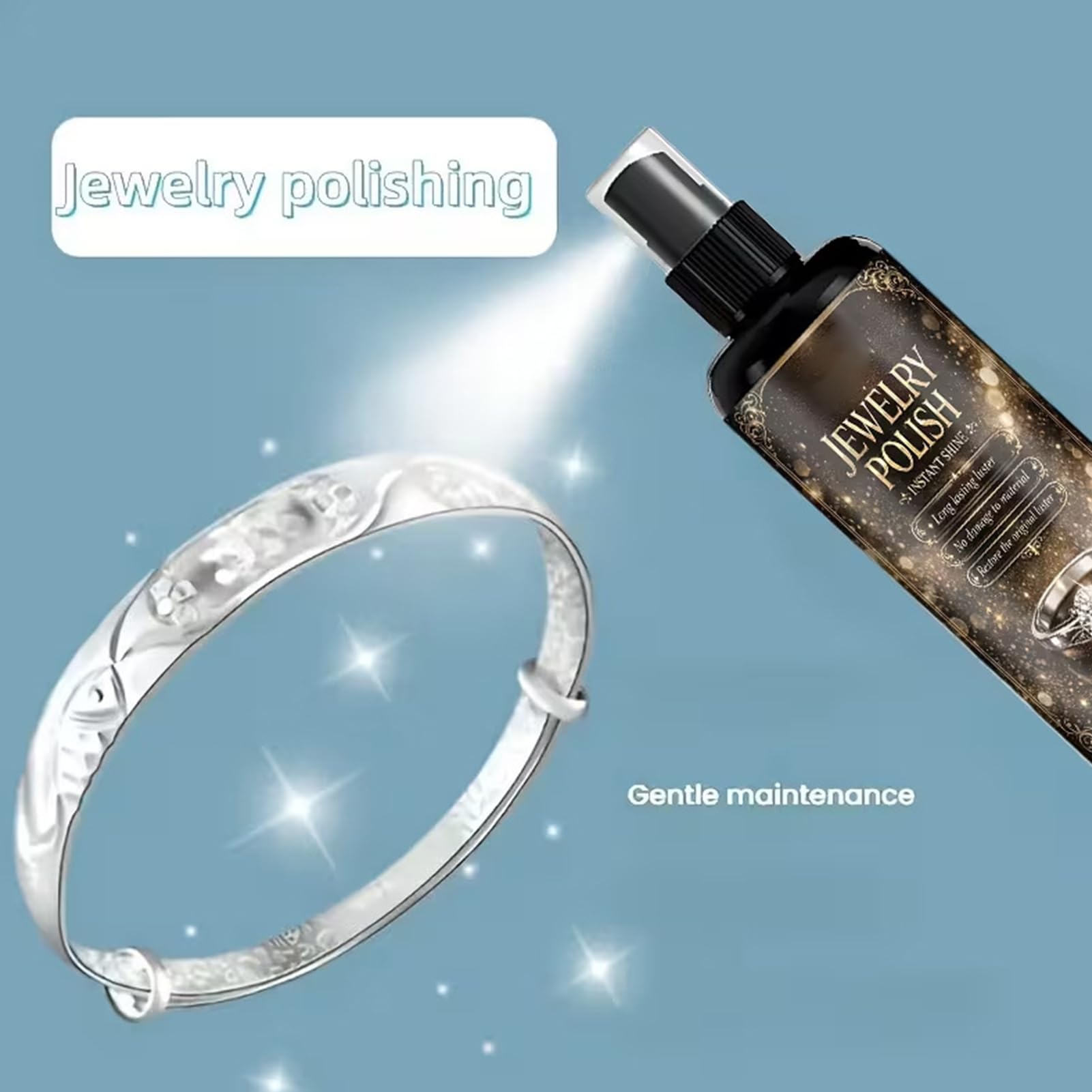 Środek do usuwania żółcieni z biżuterii | 50ml Spray do czyszczenia srebra, złota, kamieni szlachetnych - odnowi blask biżuterii | Do domu, podróży, dla kobiet, matek, żon, przyjaciółek, na łańcuchy