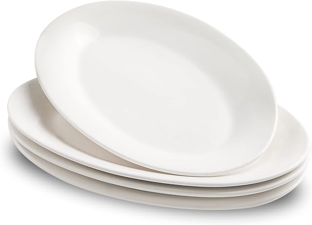Owalne półmiski do serwowania, 25cm, porcelanowe talerze do serwowania na imprezę, grill, tace do serwowania przekąsek, sushi, restauracji, sklepu deserowego, zestaw 4 szt.