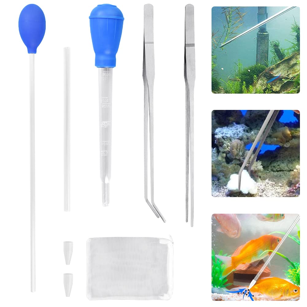 1 Mangiatoia per Coralli 1 Acrilico Pipette per Acquario 2 Pinzette Dritte e Curve per Acquario 1 Sacchetto Filtro per Acquario Alimentatore per Coralli per Acquari Marini e Scogliere Marine