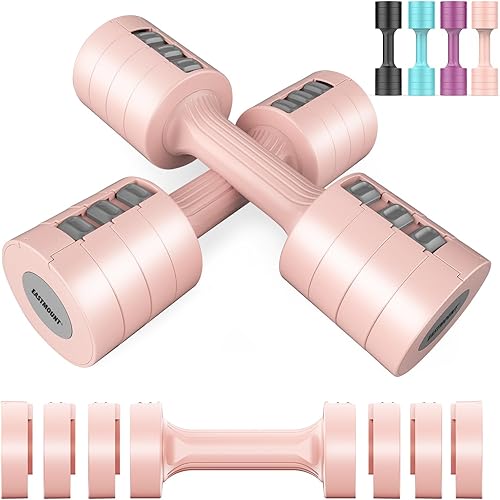EAST MOUNT Adjustable Dumbbell Set of 2,Hand Weights Sets for Women, 4 Kinds of Weight Adjustment 2lb 3lb 4lb 5lb,Suitable for Women to Fitness at