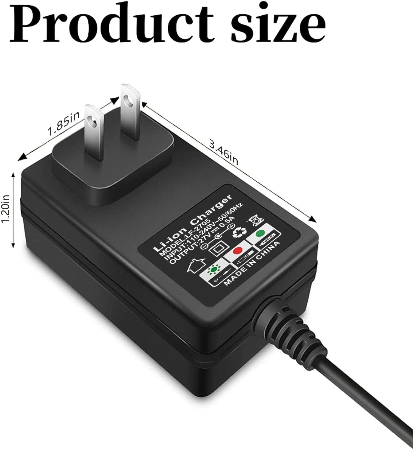 27V 0.5A Massage Gun Charger, 6.6FT Long Power Cord Adapter Replacement image 3
