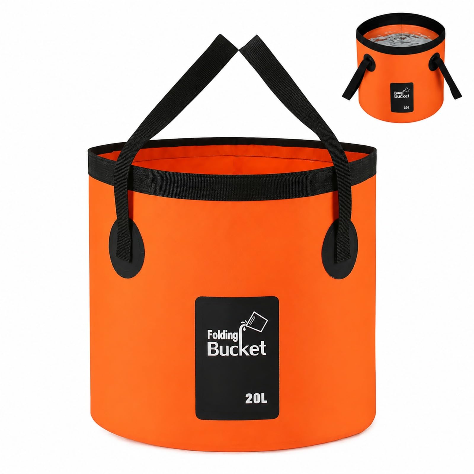 20L Foldable Camping Bucket, Collapsible Portable Lightweight Storage Pail, Space-Saving Folding Bucket for Camping, Traveling, Hiking, Fishing, Boating, Gardening (Orange)