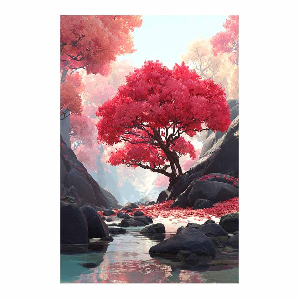 HOQIU Wall Pictures Gold floral tree decor tree poster, landscape wall art, for Living Room Bedroom Bathroom.(Multicolor)-70x100cm Unframed