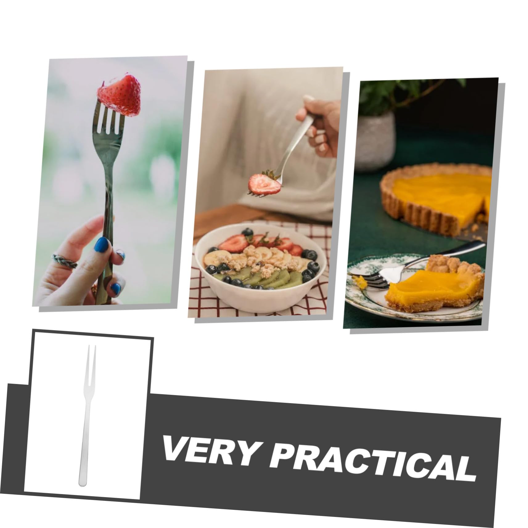 KOMBIUDA 8 pezzi Forchettine in Acciaio Inossidabile per Dessert Frutta e Antipasti Design Ergonomico e Riutilizzabili per Servire Insalate e Piccoli Piatti