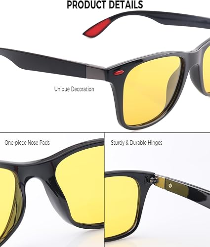 Miniatura 5 de Night Vision Glasses for Men Women, Anti Glare HD Polarized Sunglasses Driving UV400 Protection A07 Glossy Black Frame/ Yellow Night Vision Lens,3