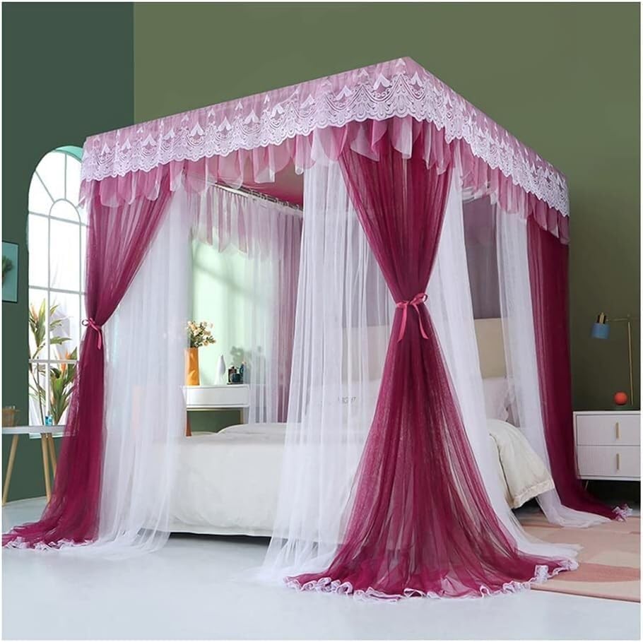 Moustiquaire de luxe lit rouge rideau de lit romantique pour chambre parentale cour
