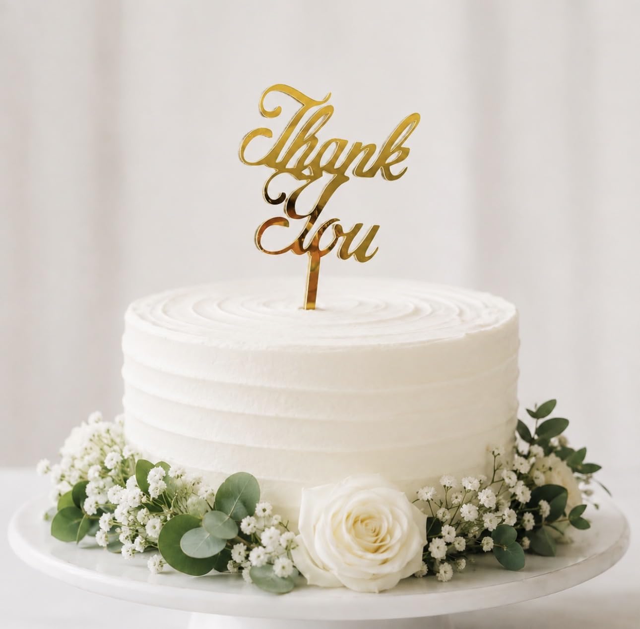 2 x Thank You Cake Toppers Gold Topper Decorations, Gift, Acrylic, Teacher, Thank You Hamper Charm Tag.
