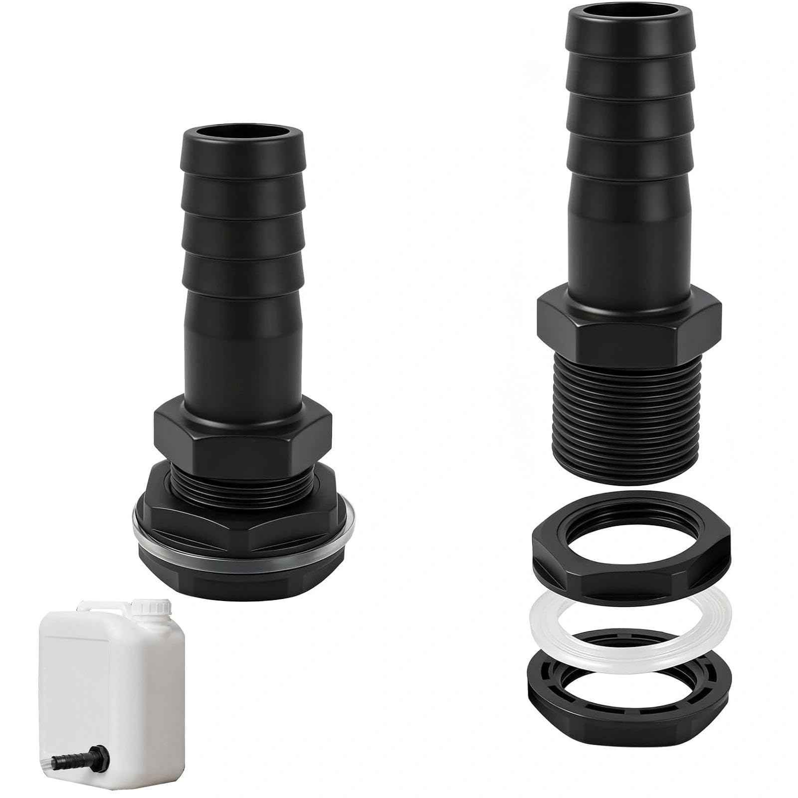2 PCS 25mm Waterbutt Hose Connector, Duty Plastic Water Tank Outlet Fittings, Garden Hose Nozzle Adapter, Universal Rain Barrel Water Butt Connector for Rainwater Tanks, Garden Pond Irrigation Use