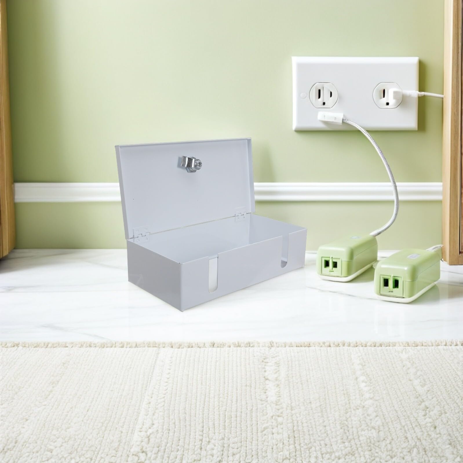 Caja Protectora de Enchufe de Pared Tipo Cubierta y Cerradura Antirrobo Caja Resistente para Enchufe Exterior Protección Contra Salpicaduras para Cocina y Baño