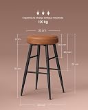 VASAGLE Collection EKHO - Lot de 2 Tabourets de Bar, Chaises de Bar, Chaises de Cuisine, en Similicuir, Hauteur d’Assise 63 cm, pour Cuisine et Salle à Manger, Brun Caramel, LBC080K01V1 - 8