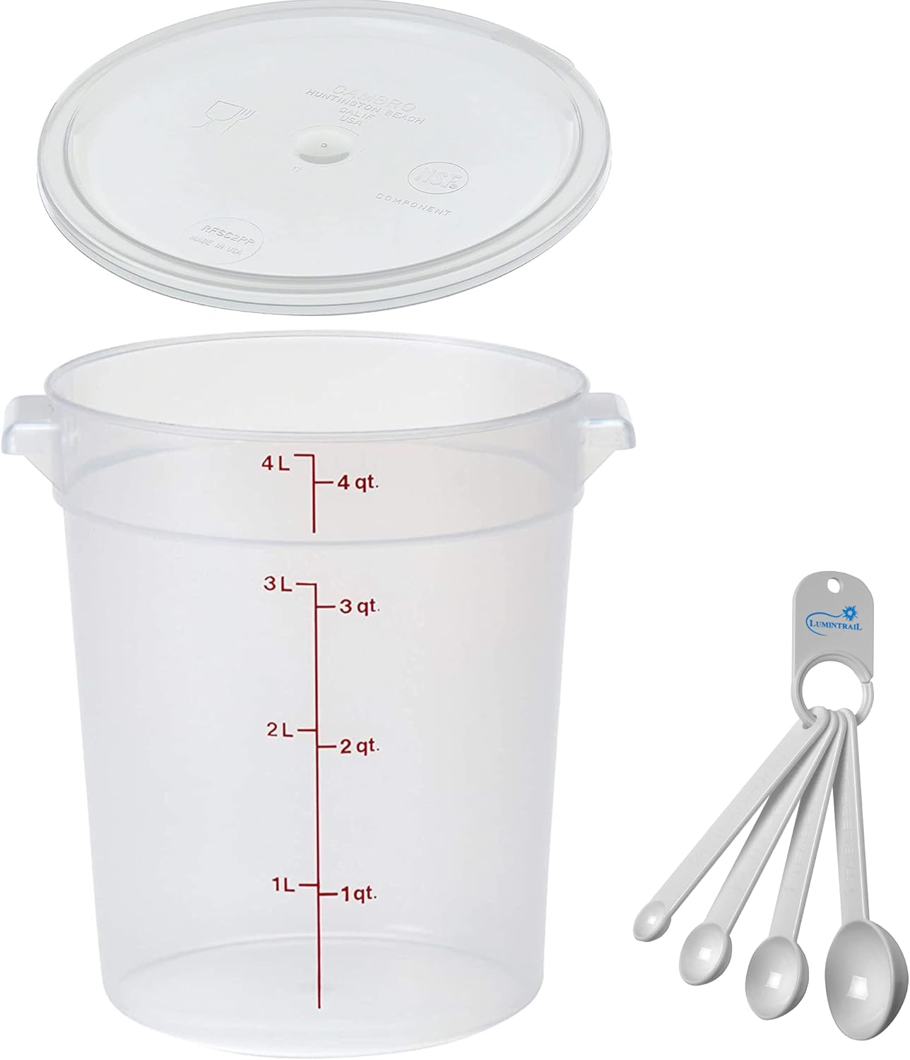 Amazon.com: Lumintrail Cambro 4 Quart Round Food Storage Container ...