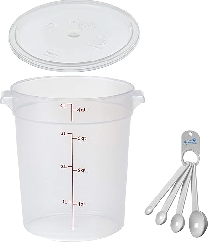 Miniatura 12 de Lumintrail Cambro recipiente redondo de almacenamiento de alimentos de 2 cuartos de galón, translúcido, con tapa translúcida, paquete con juego