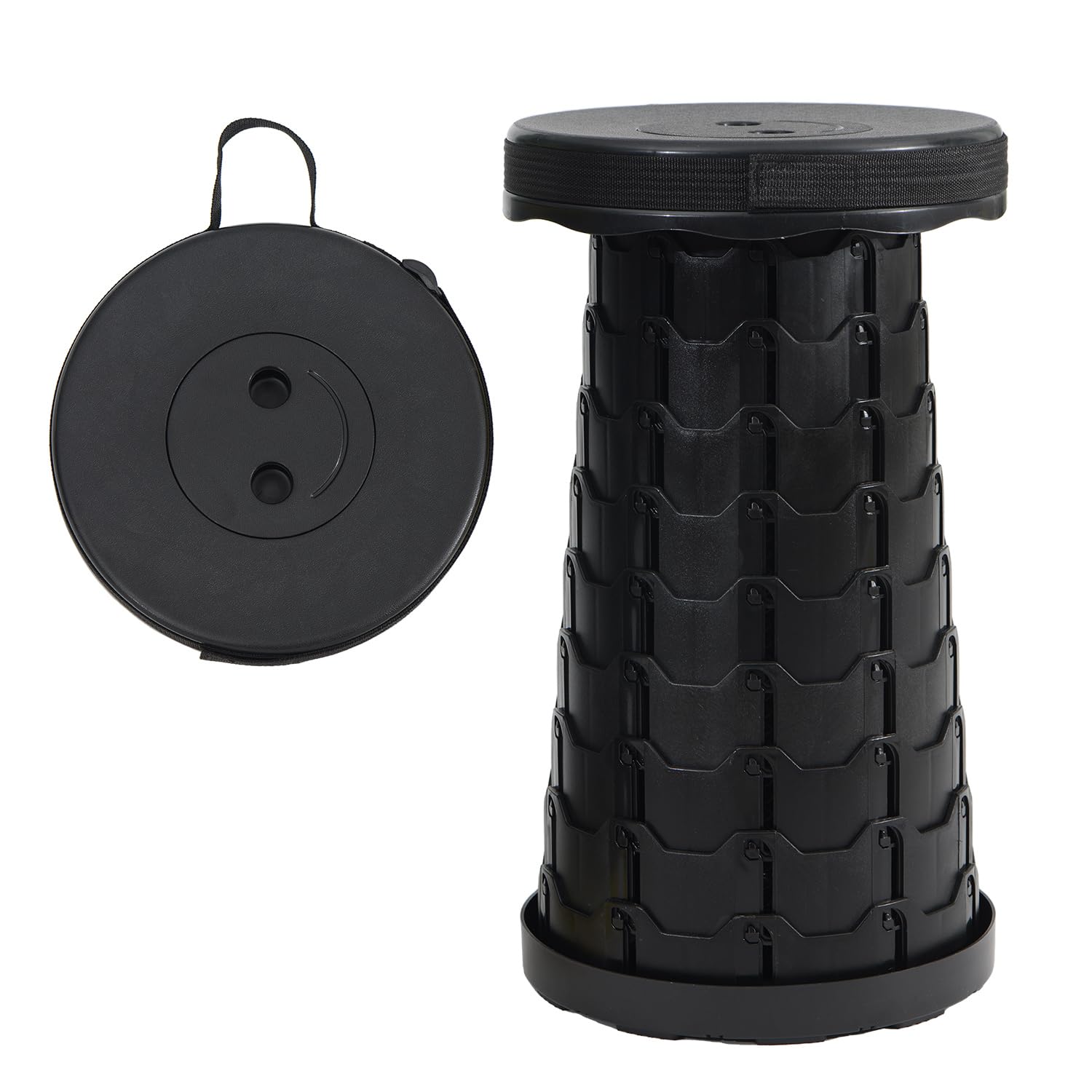Photo 1 of [MAJOR DAMAGE] Wind Tour Portable Telescoping Foldable Stool - Lightweight, Outdoor Essential for Camping, Picnicking, Park Leisure, Fishing, Hiking & BBQ (Black)