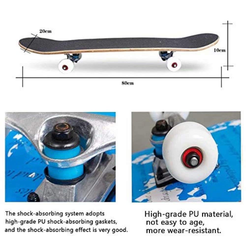 Patineta para adultos para principiantes, regalo de cumpleaños para monopatín, niños y niñas, 9 capas de arce