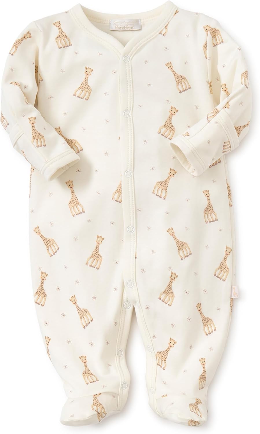 kissy kissy Baby Boys and Girls 100% Pima Cotton Sophie La Girafe Print Snap Front Footie Pajamas, Newborn to 9 Months