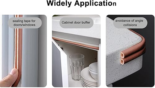 Miniatura 7 de Cinta de sellado de burlete para puertas, marco de ventanas, cinta de sellado de espuma autoadhesiva tipo D, 32.8 pies, aislamiento de goma