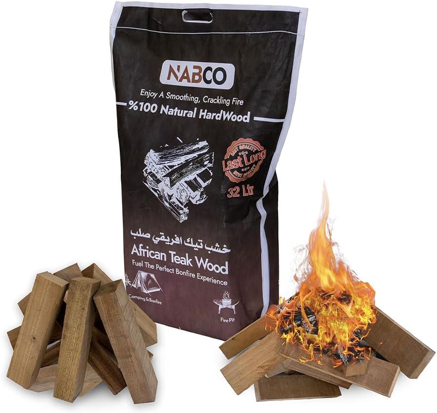 Kiln Dried African Teak Fire Wood 32L~15Kg, Hardwood log Ready to Burn, Firewood log best for Fire Pits, Pizza Ovens, Outdoor Cooking and Grilling, Premium Quality: 100% Natural Solid Wood (1)