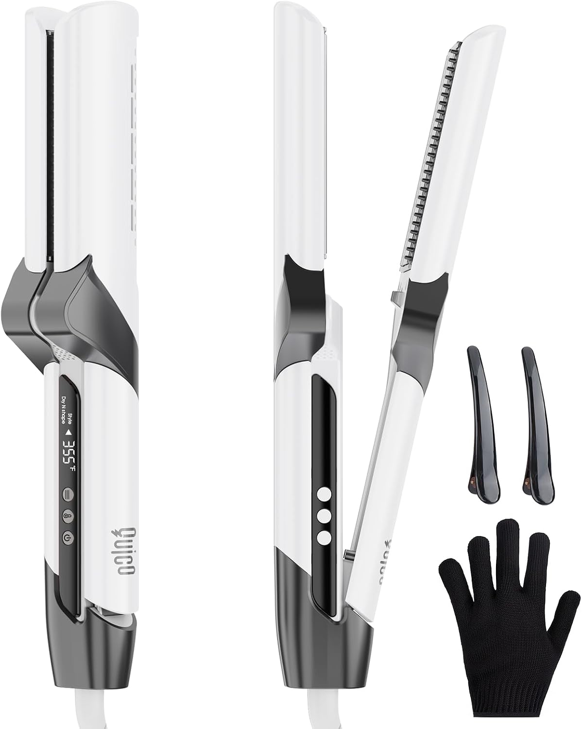 Quico Hair Blow Dryer Straightener, Ionic Wet to Dry Hair Straightener with High-Speed Airflow, Dual Voltage Wet Air Hair Straightener, 5 Temps & 100-240V Travel Air Straight, No Heat Damage, Classic