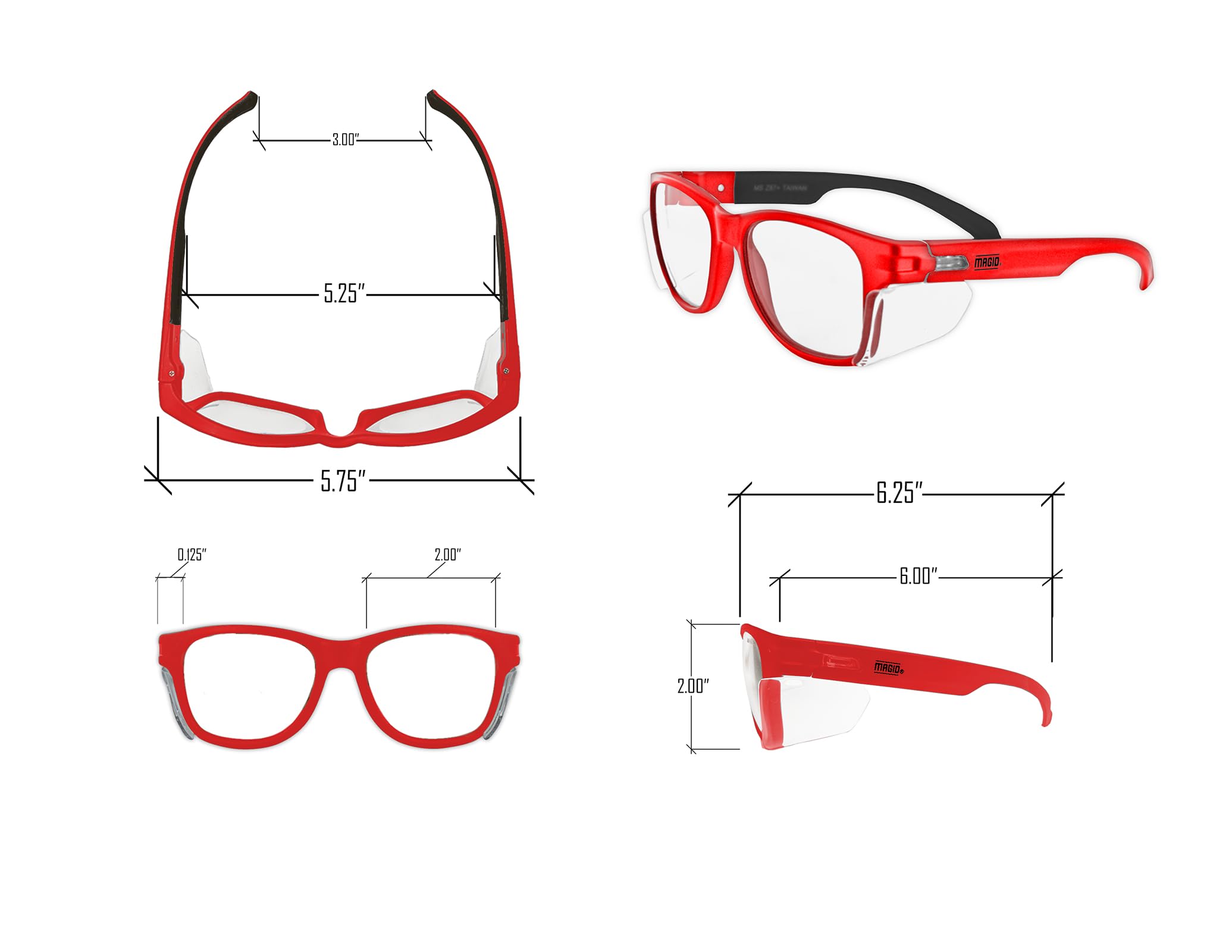 MAGID Gafas de seguridad con protectores laterales