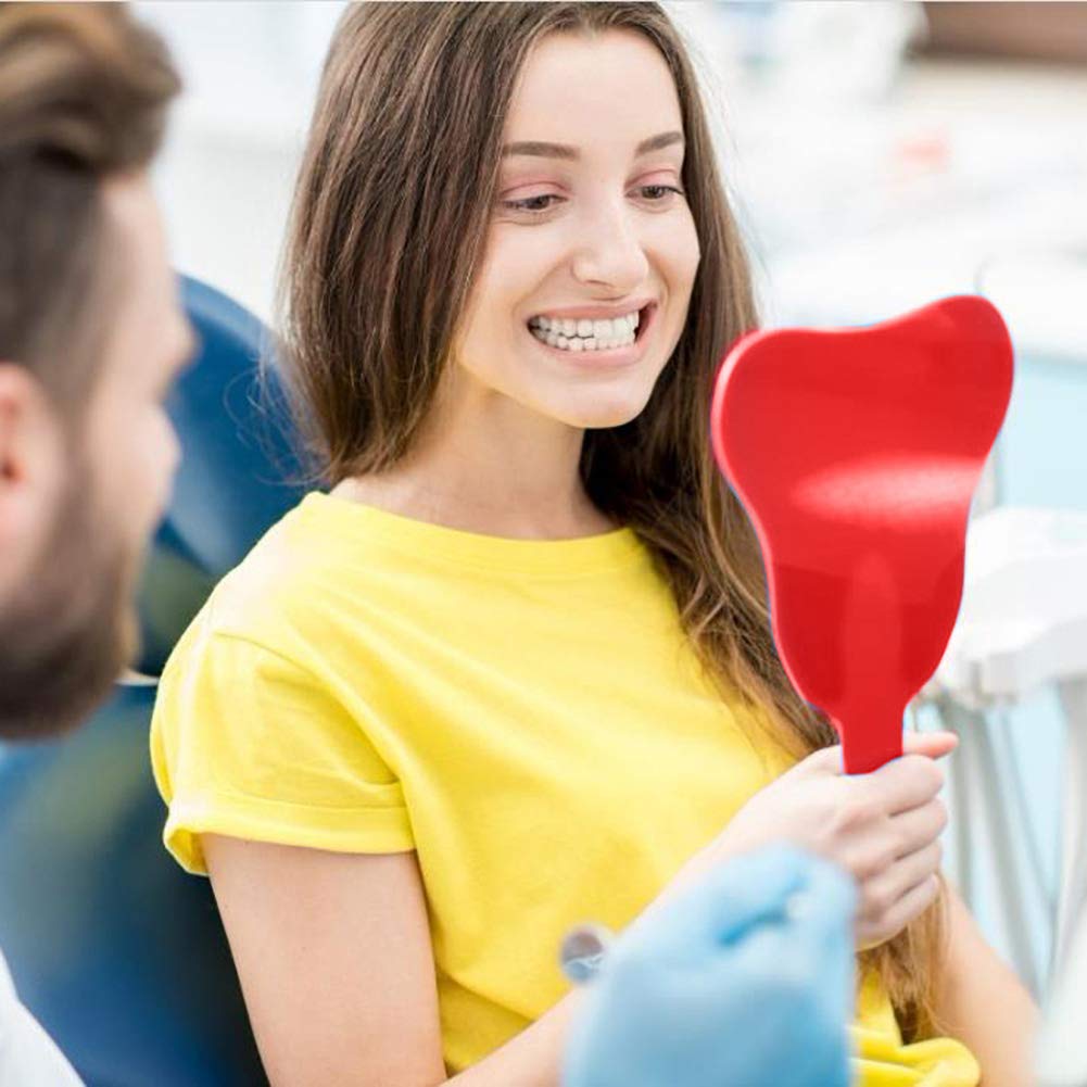 YUYTE Specchietto per le Cure odontoiatriche, Specchietto per le Carino alla moda, 4 colori, Manico in plastica (rosso)