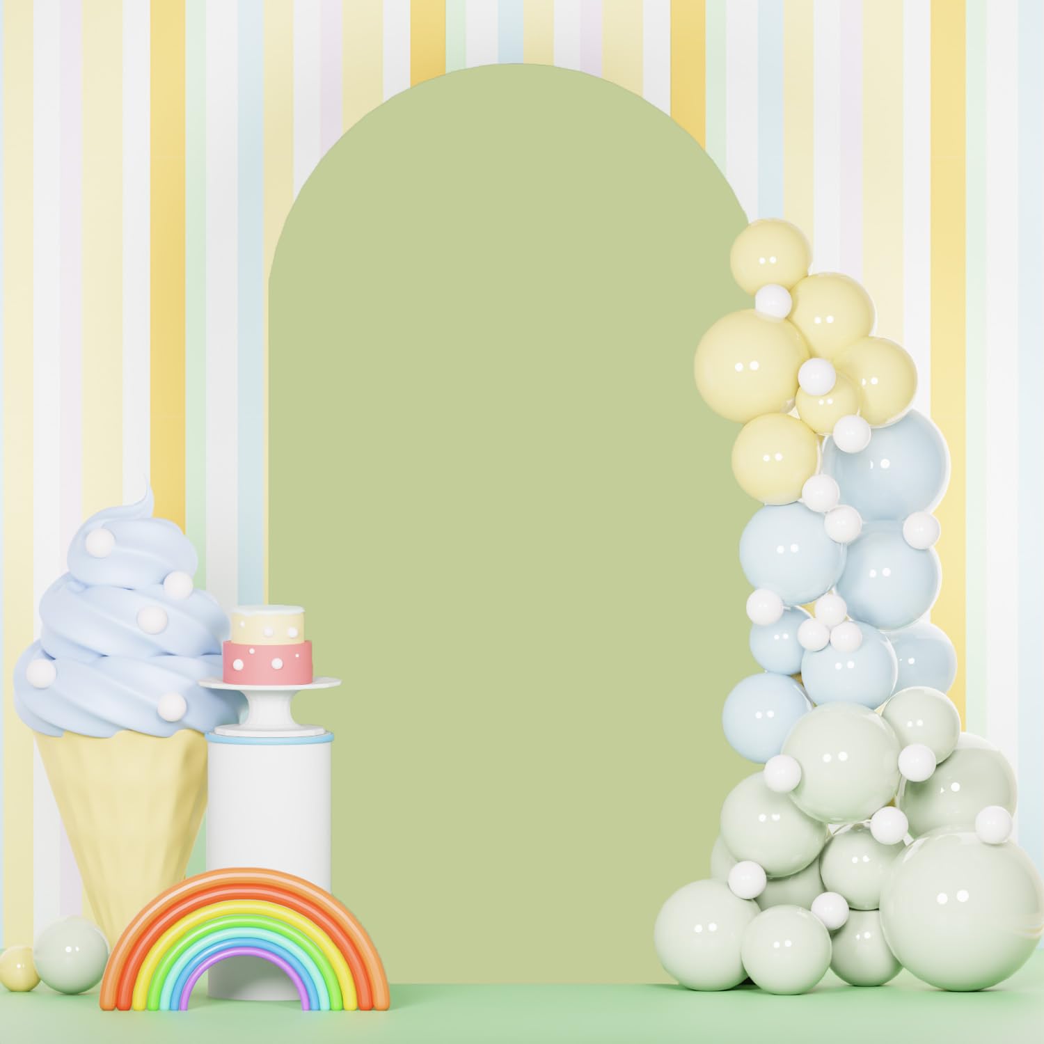 6FT Green Arch Cover Spandex Wedding Arch Backdrop Cover Balloon Arch Stand Covers Fitted Arch Panels Chiara Backdrop Cover for Arch Stand Stretch