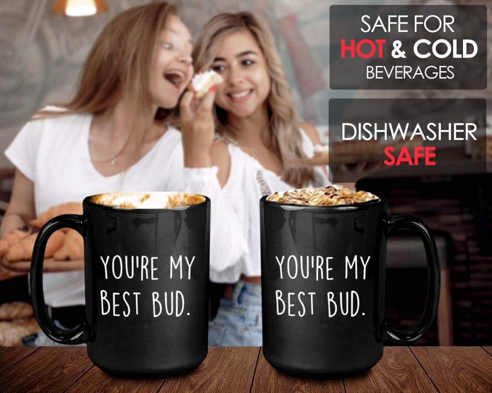 Bubble Hugs Stoner Coffee Mug - You My Bud - Leaf Lover Friends r BFF Cool Men Stoner 15oz Black