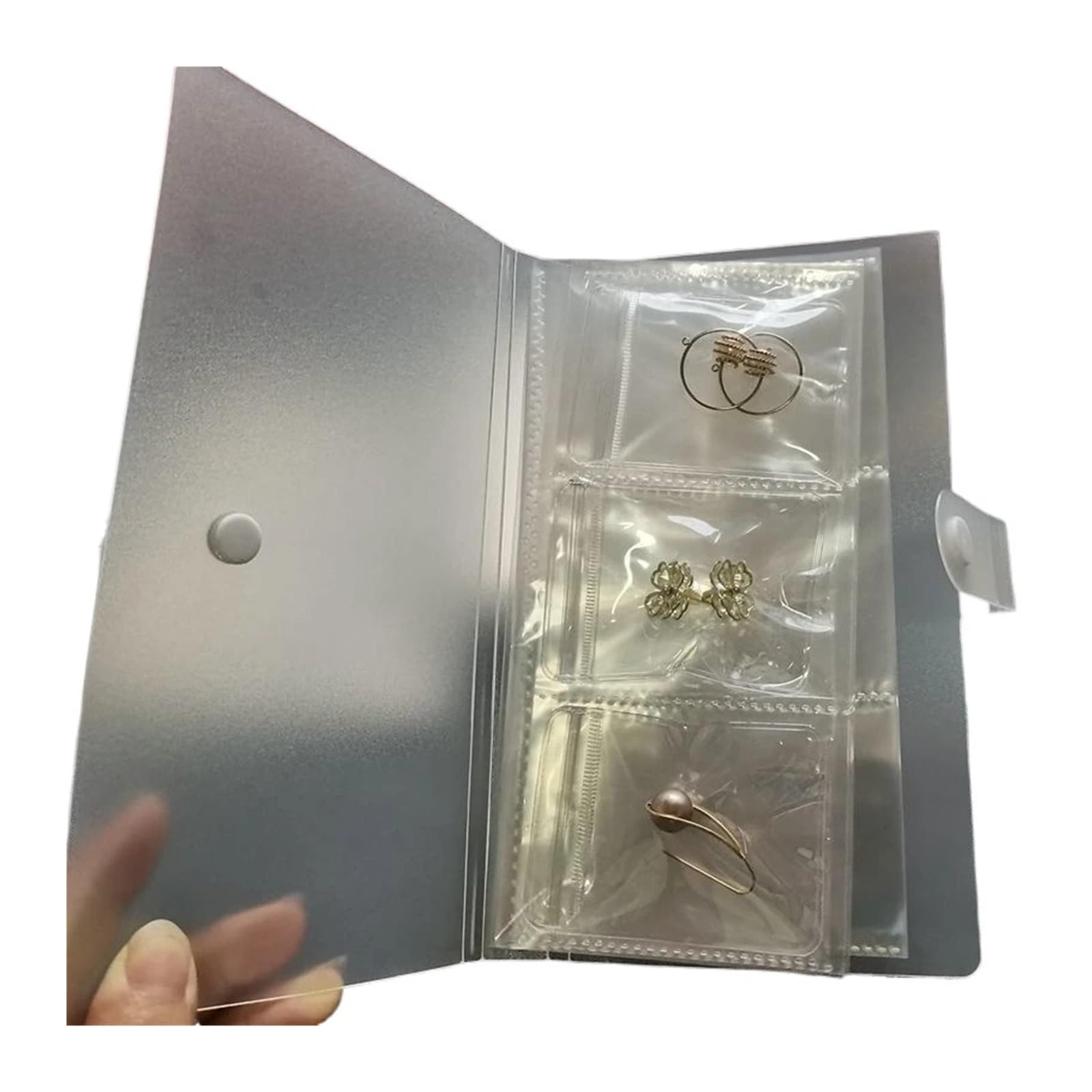HUWOYG Jewelry Storage Albums Desktop Drawer Organizer BoxesTransparent Necklace Bracelet Ring Book Holder For Rings Necklace(Color1)