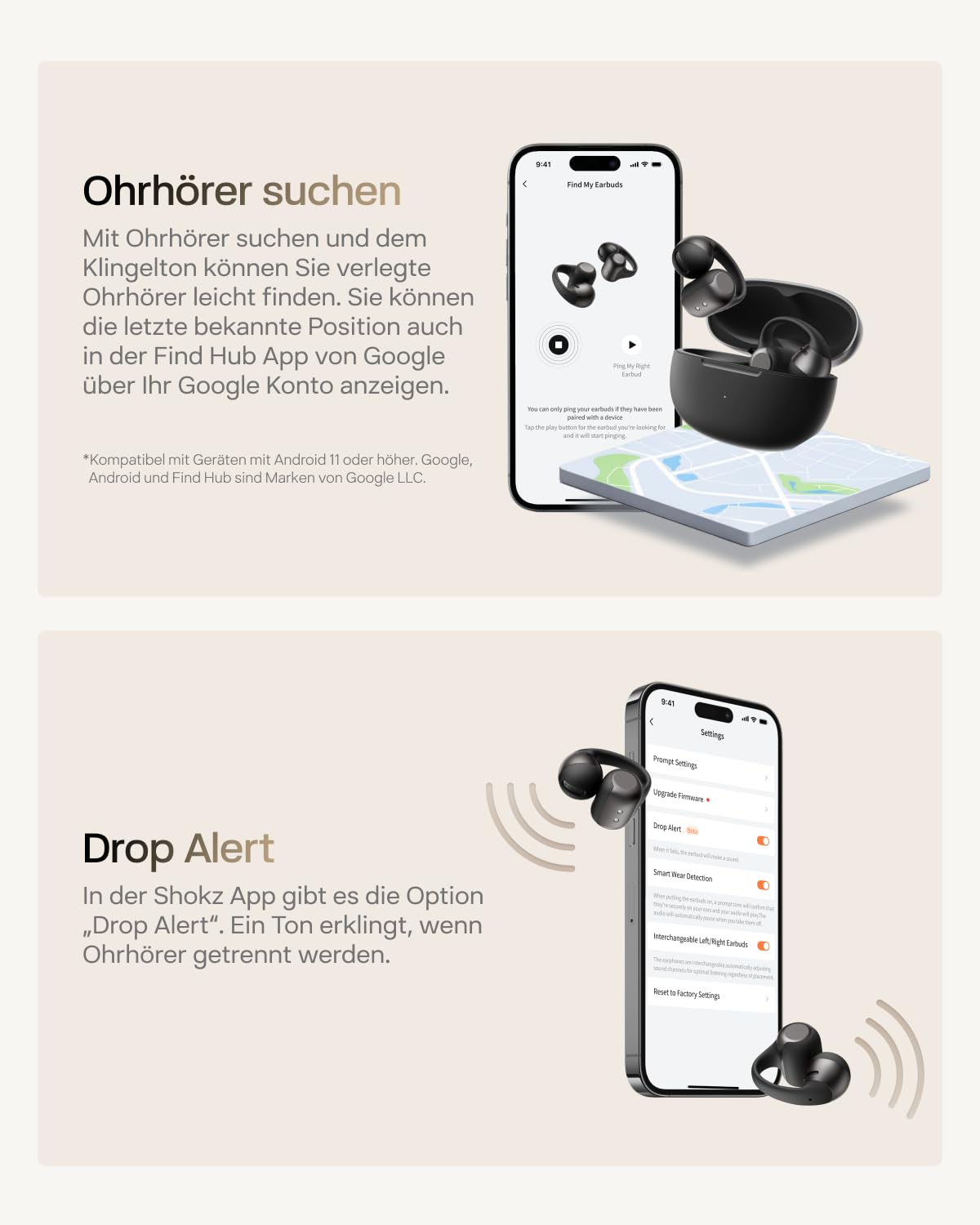 SHOKZ OpenDots 2 Open-Ear Clip-On Earbuds, verbessertes Dolby Audio mit Deep Bass, 40 Std. Laufzeit, Bluetooth 6.1,IP57 wasserdicht, klare Anrufe Dank 3 Mik. für Alltag, kabelloses Laden, Schwarz