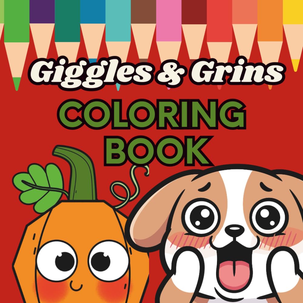 Giggles & Grins Coloring Book: Funny Veggies, Cute Animal Faces and Big Simple Designs for Kids, Teens and Adults