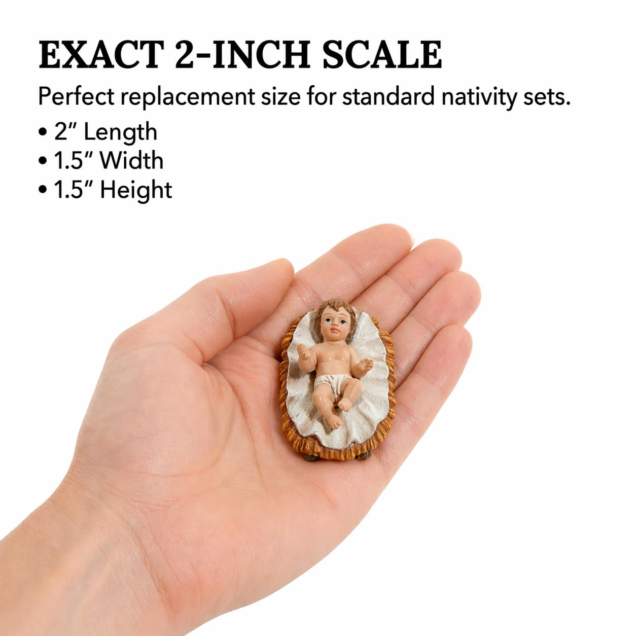 The Bridge Collection Figurine de bébé Jésus – Figurine de crèche de bébé Christ en résine de 5,1 cm – Pièce de rechange pour crèche de Jésus – Décoration de Noël Jésus
