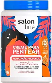 Salon Line, Creme de Pentear, Hidratação Profunda, Definição e Antirressecamento, Vegano - Cabelos Ondulados, Cacheados e Crespos, 1 Kg