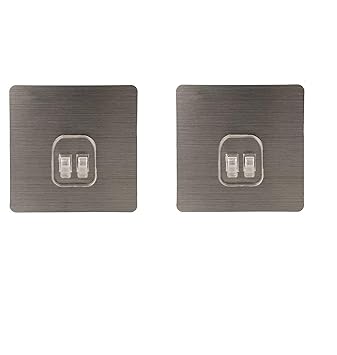 XENOTY Stainless Steel Strong Self Adhesive Magic Sticker - Bathroom & Kitchen Hanging Rack, Tissue & Towel Rack Adhesive - Single Hook (8 x 8 cm), 2.00, Transparent - image, photos