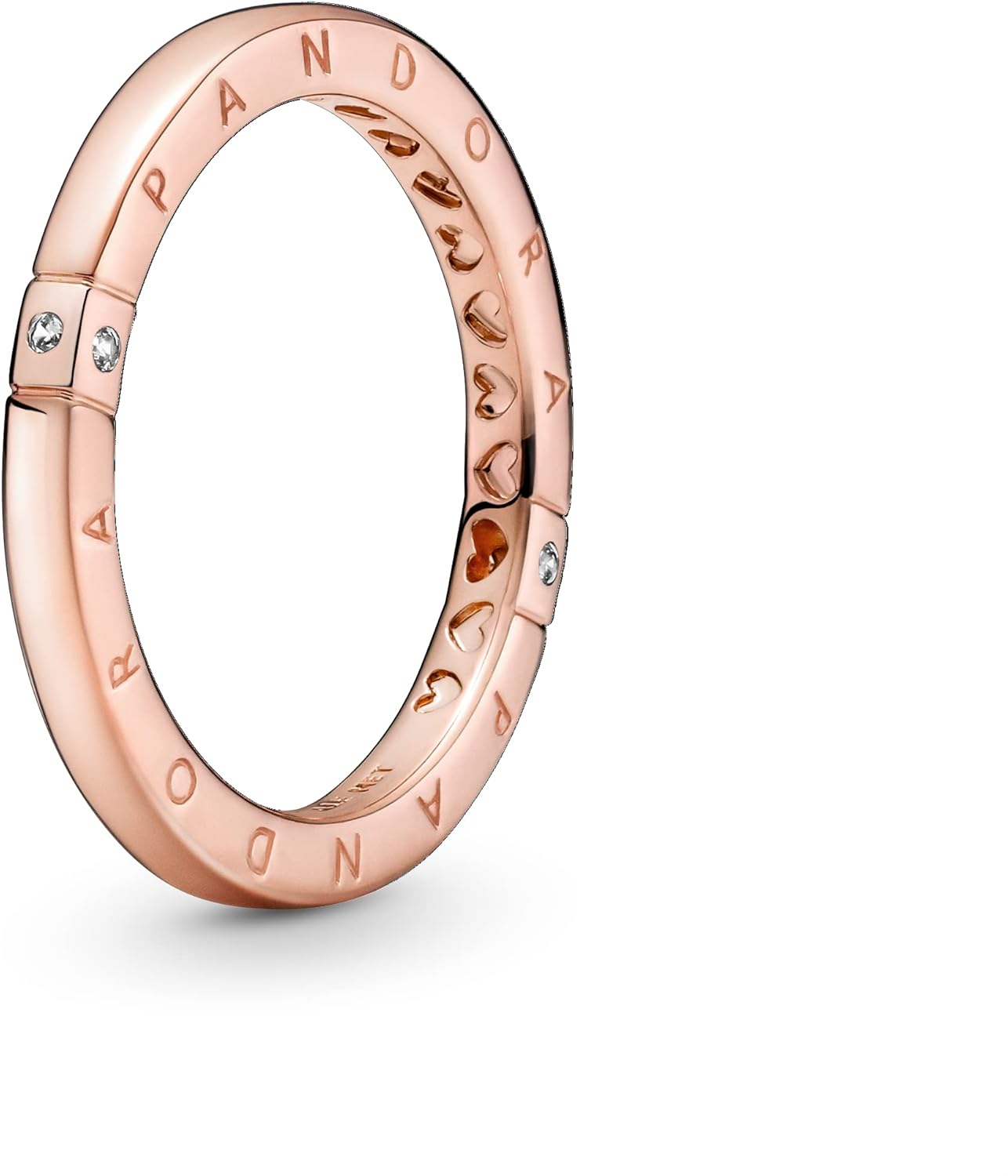 Pandora Logo Rose Ring with Clear Cub, Size 60