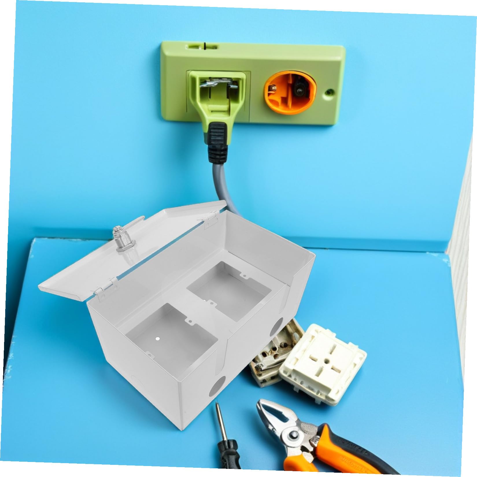 INOOMP Caja Protectora para Enchufes Exteriores de Acero Inoxidable Cerradura, Resistente y Segura para Espacios Públicos y Uso en Exteriores