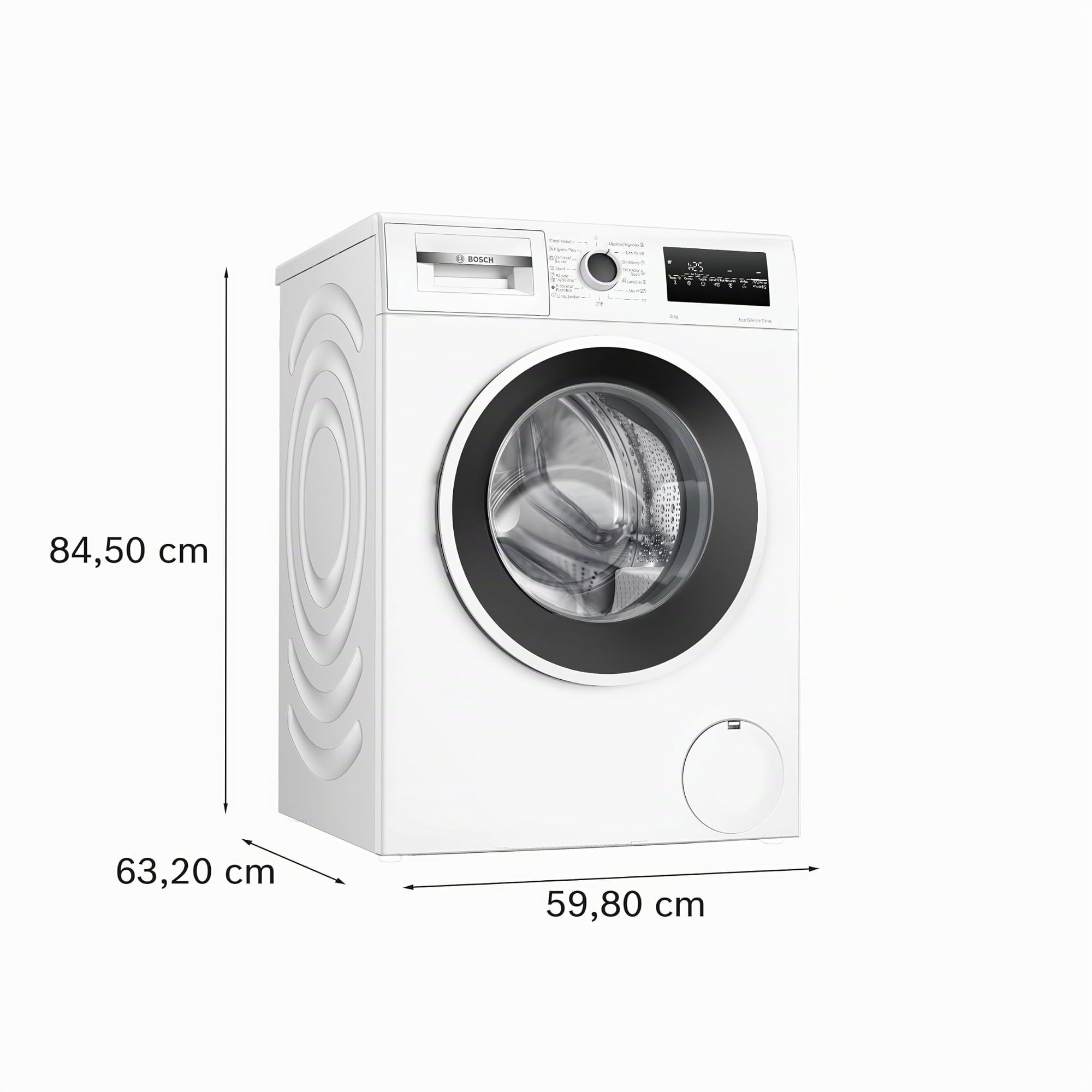 Bosch, Lavadora, Serie 4, 8 kg, Iron Assist, blanco, WAN28283ES | Planchado más fácil gracias al programa de vapor, con un motor silencioso y duradero.