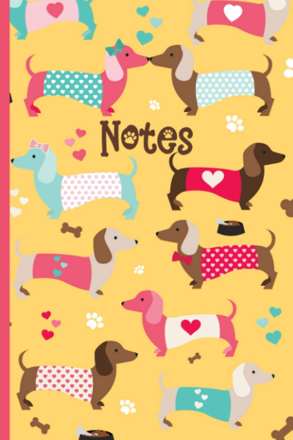 Notes: Sausage Dog Notebook Lined Journal, A Novelty Cute Dachshund Pattern Themed Gift For Girls, Women, Teens, Dog Lovers & Pet Owners